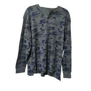 RedHead Camo Waffle Knit Henley Long Sleeve Shirt Men’s Large 100% Cotton